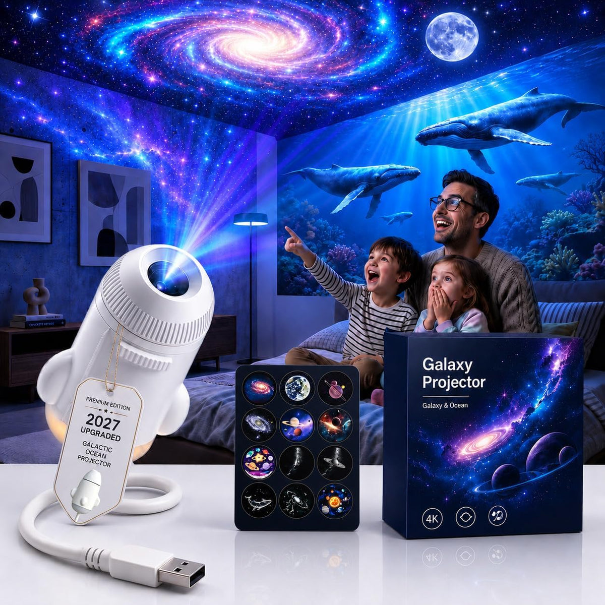 Proyector de Estrellas y Galaxia LED con Control Remoto